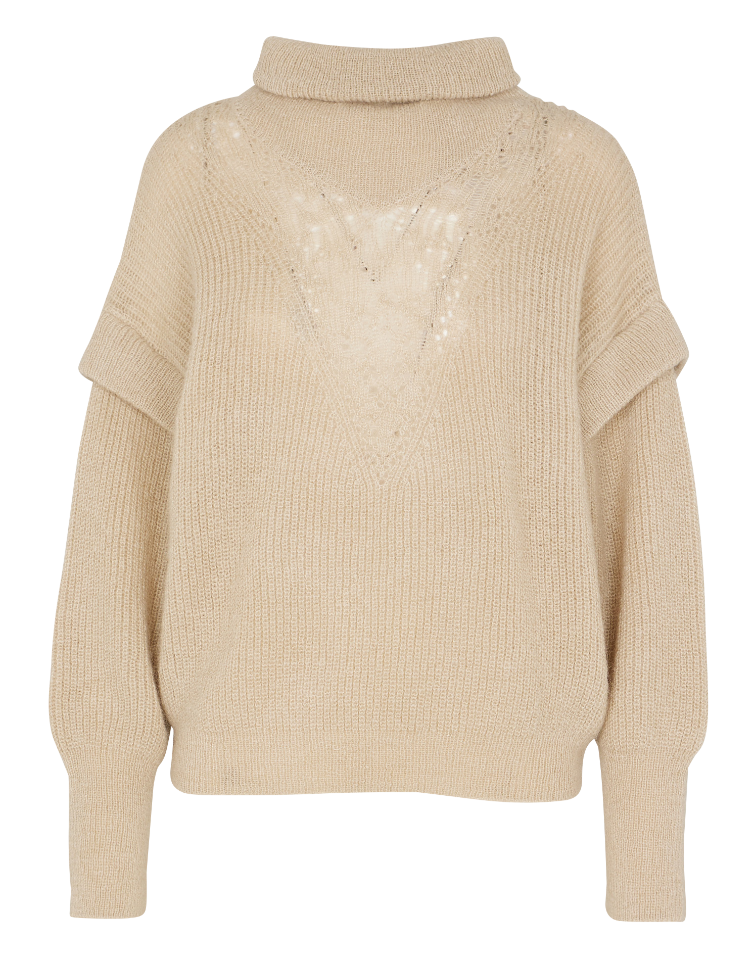 ELISABETH - Pull ample ajouré en laine mélangée | Blanc