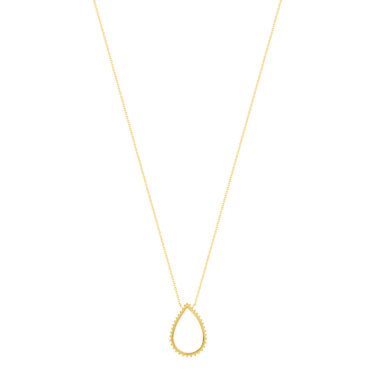 Collier plaqué or motif goutte perlé 45 cm