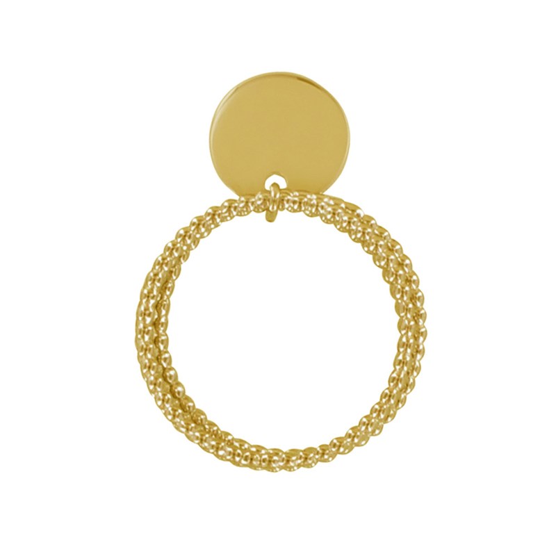 Bague Plaqué Or Triples Anneaux Billes et Médaille Ronde