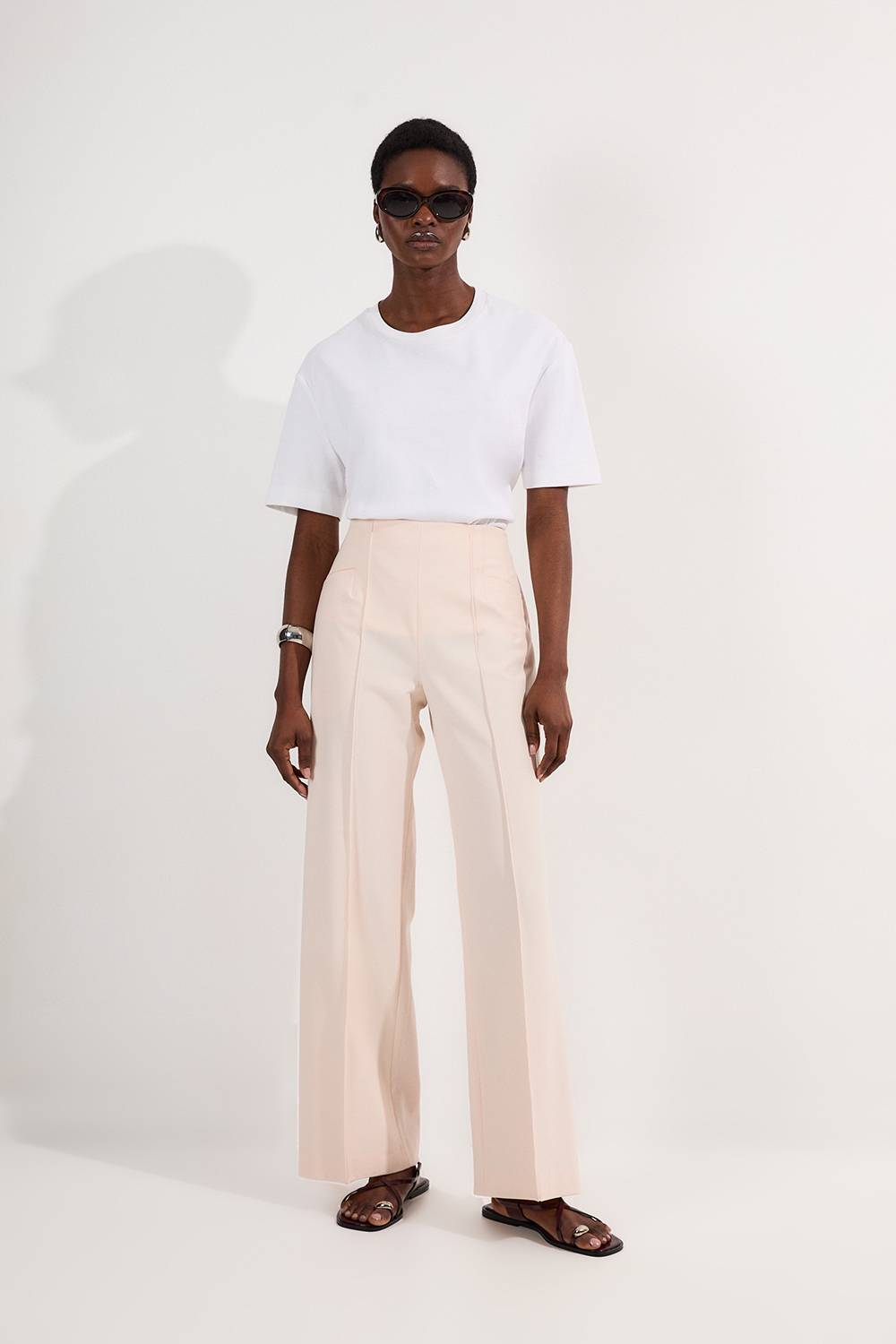 KarenMillen Pantalon tailleur à jambe large avec détail de poche stretch compact