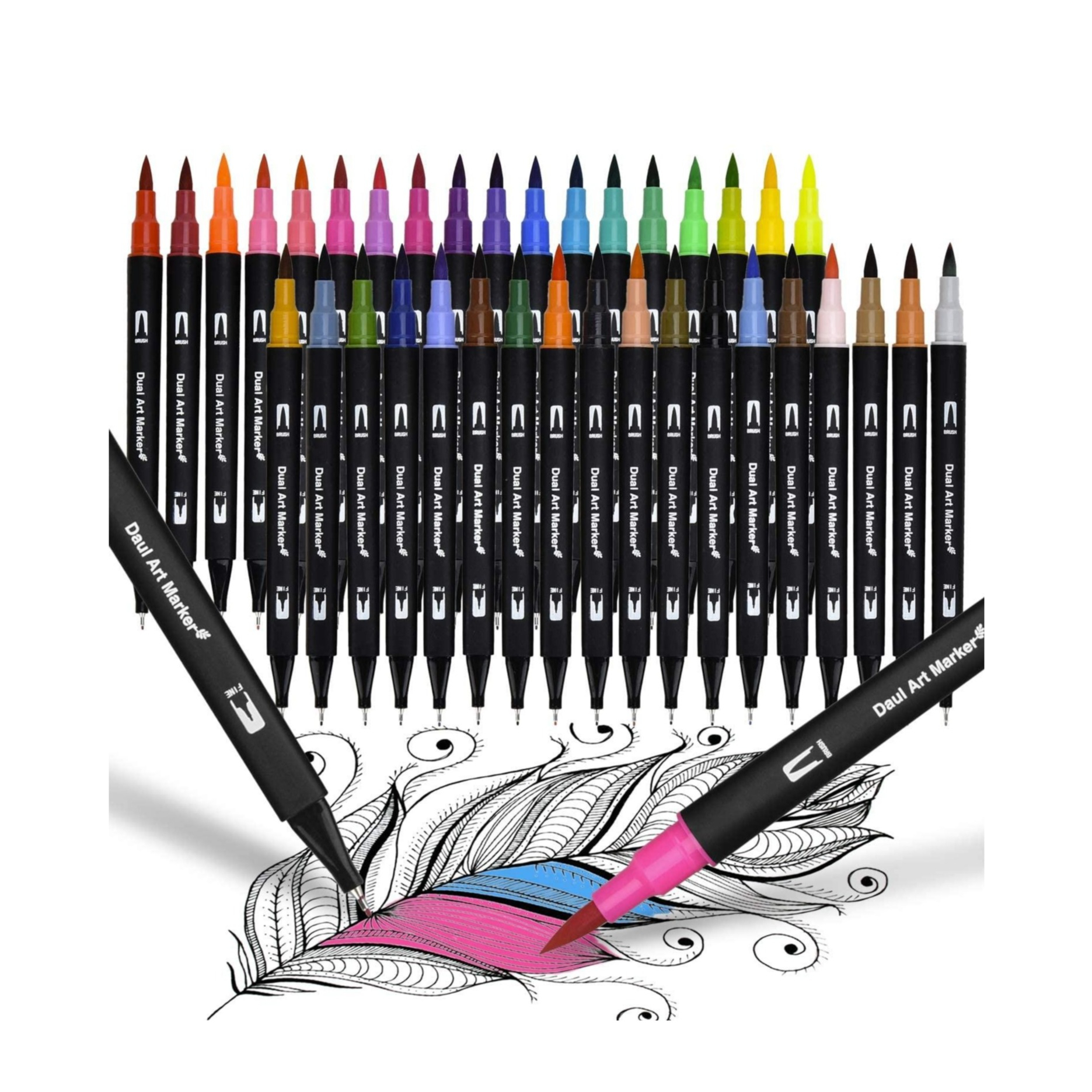 (120er Set) Künstler Doppelspitz Mal Filzstifte Dual Brush Pen Fineliner / Handlettering Stifte inkl. Tasche