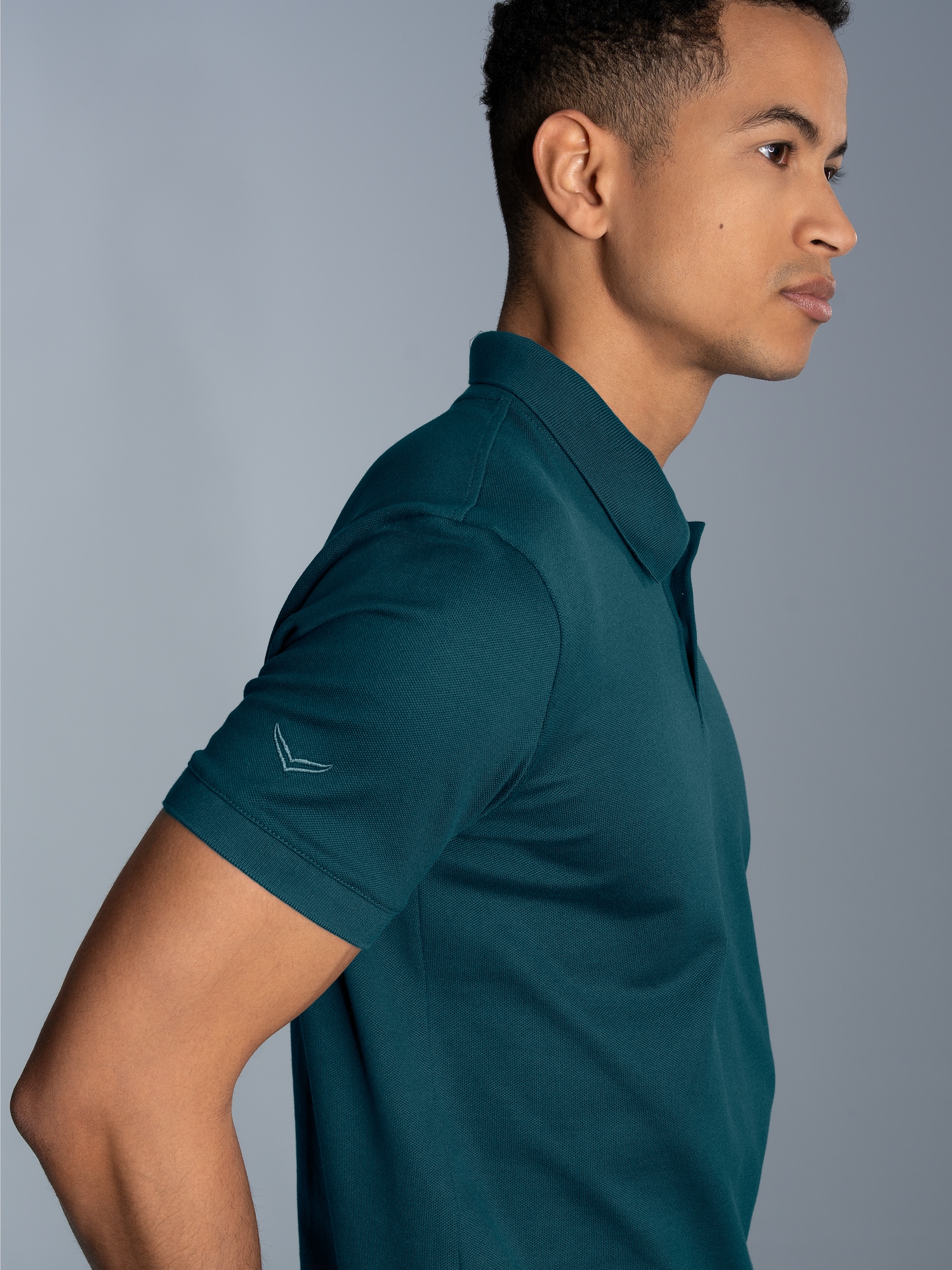 Poloshirt aus elast. Piqué Saphir