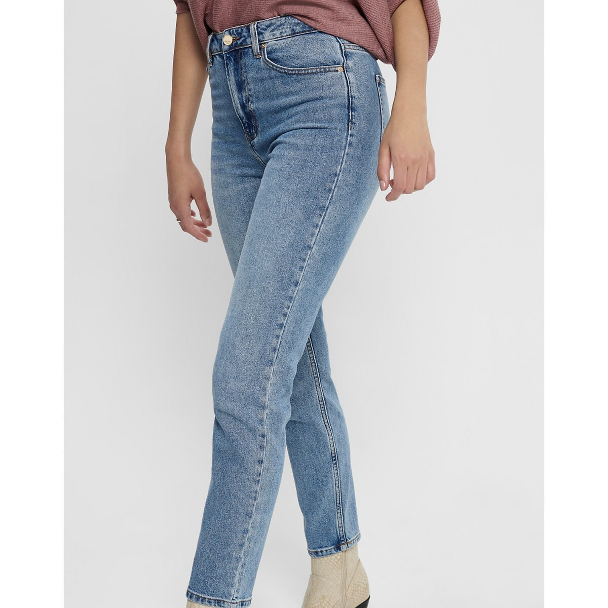 SOMENTE<br>Calça jeans Boyfit, tamanho grande, modelagem 7/8