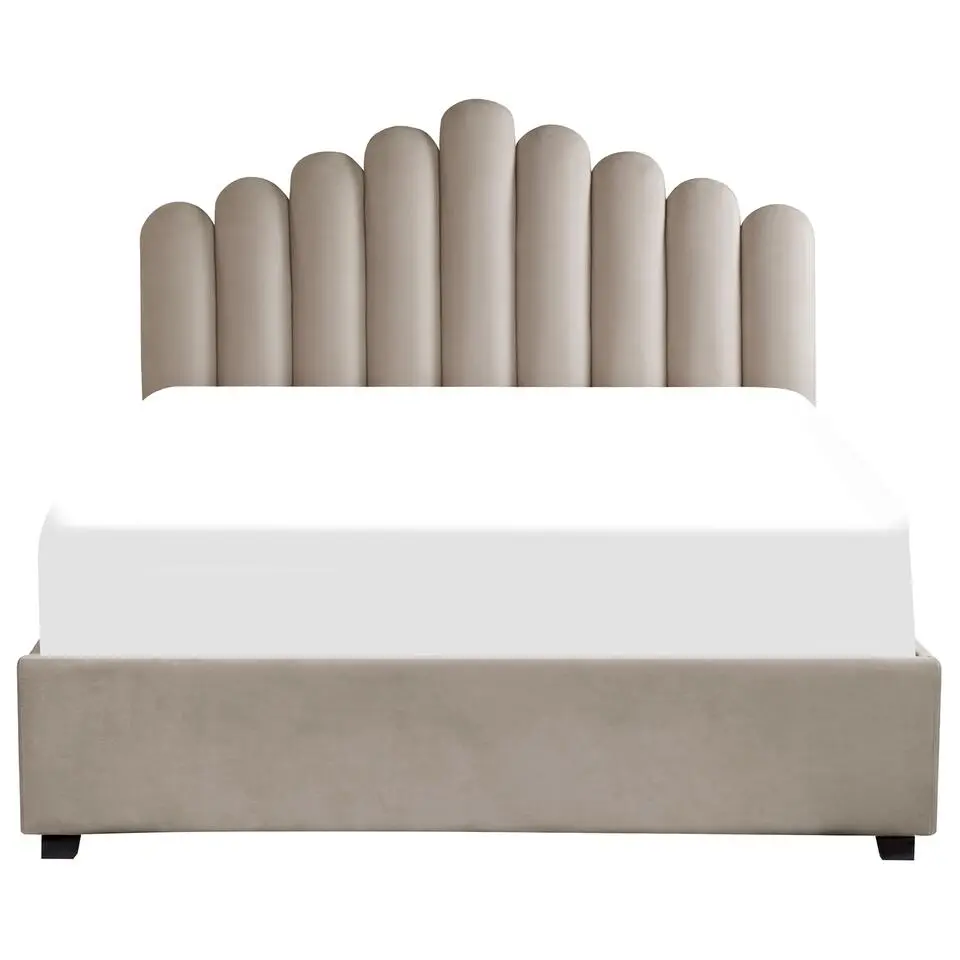 VINCENNES - Bed met opbergruimte - Beige - 160 x 200 cm - Fluweel
