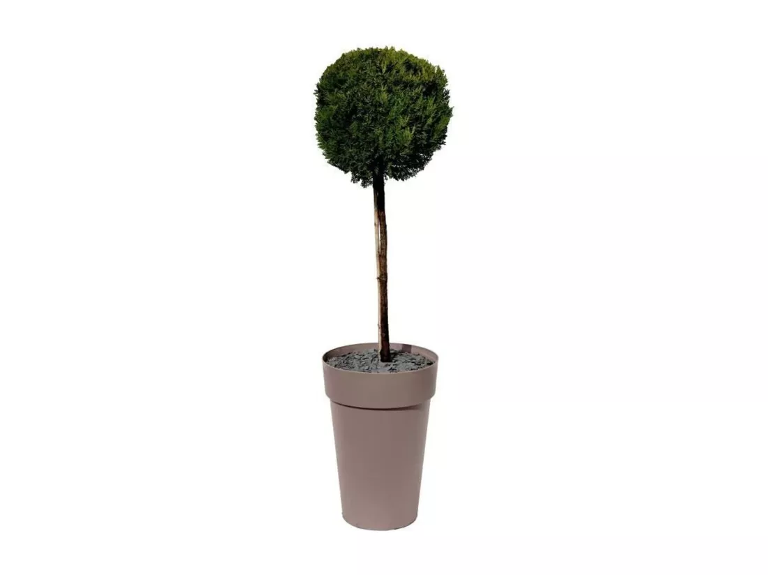 Pot de fleur rond Toscane Ø 46 x H.65 cm - Taupe - Eda