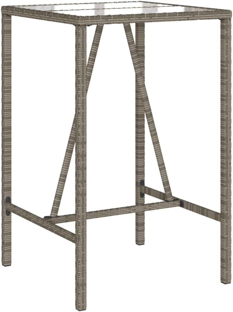 Garten-Bartisch Grau 70x70x110 cm Poly Rattan Bartisch, Bistrotisch Bartheke für Hausbar, Wohnzimmer und Esszimme