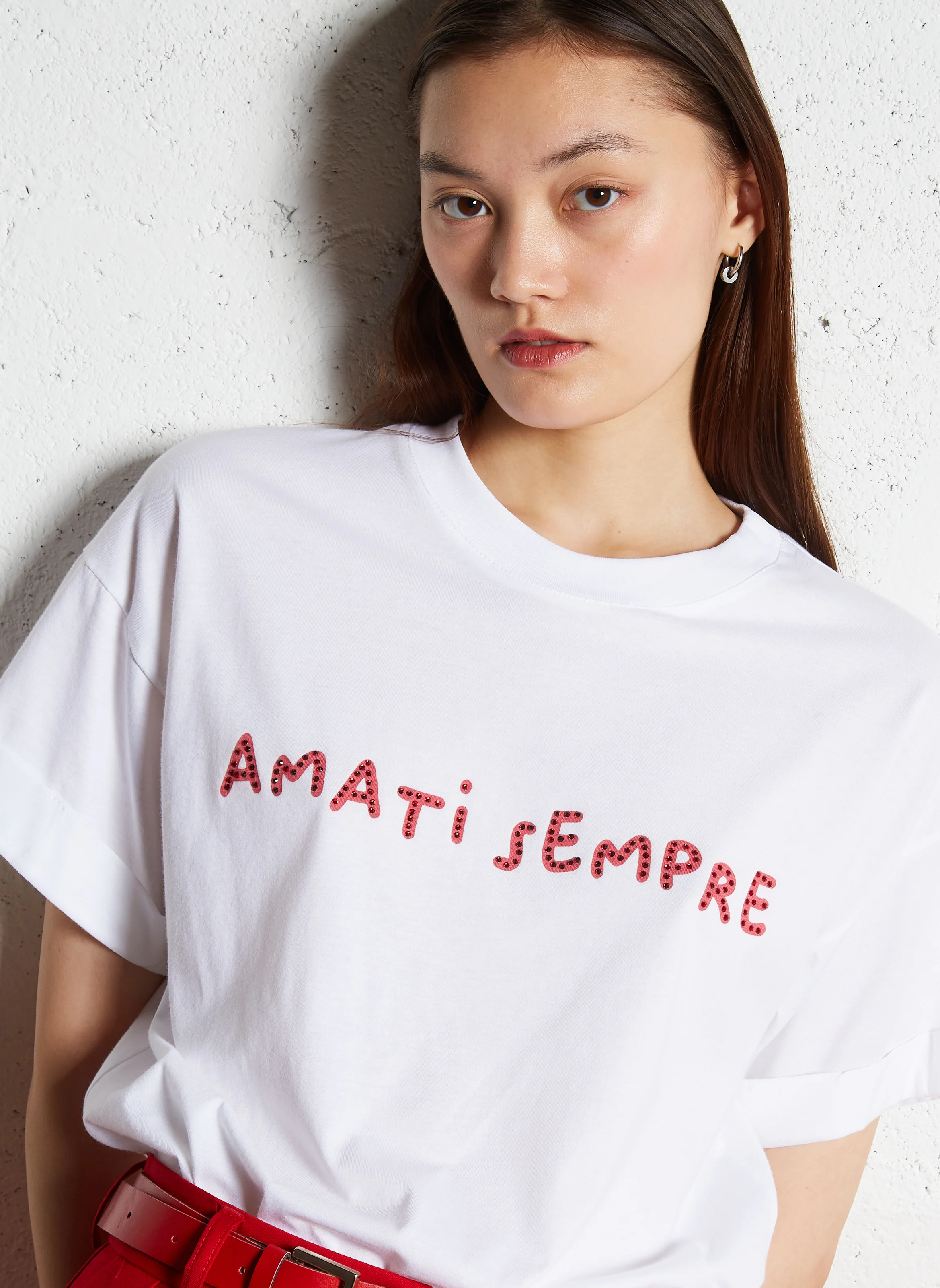Tee-shirt col rond en coton | Blanc
