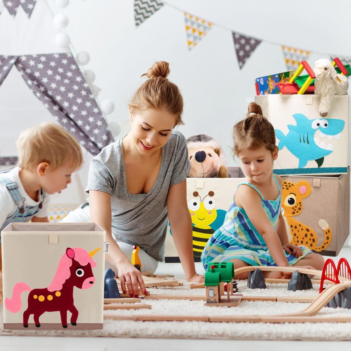 Boîte de rangement en tissu pour enfant 