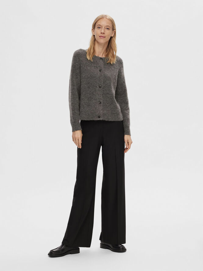 Selected Femme SLFLULU LS ALPACA BLEND KNIT SHORT CARDIGAN B NO Grå