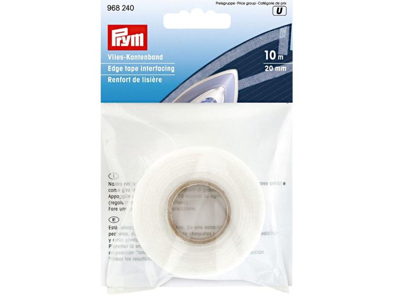 Prym Vlies Kantenband 10 m, aufbügelbar Vlies-Kantenband zur Stabilisierung und Verstärkung von Stoffkanten