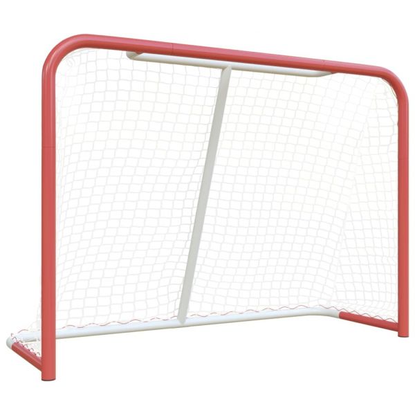 vidaXL Baliza hóquei c/rede 153x60x118cm aço/poliéster vermelho/branco