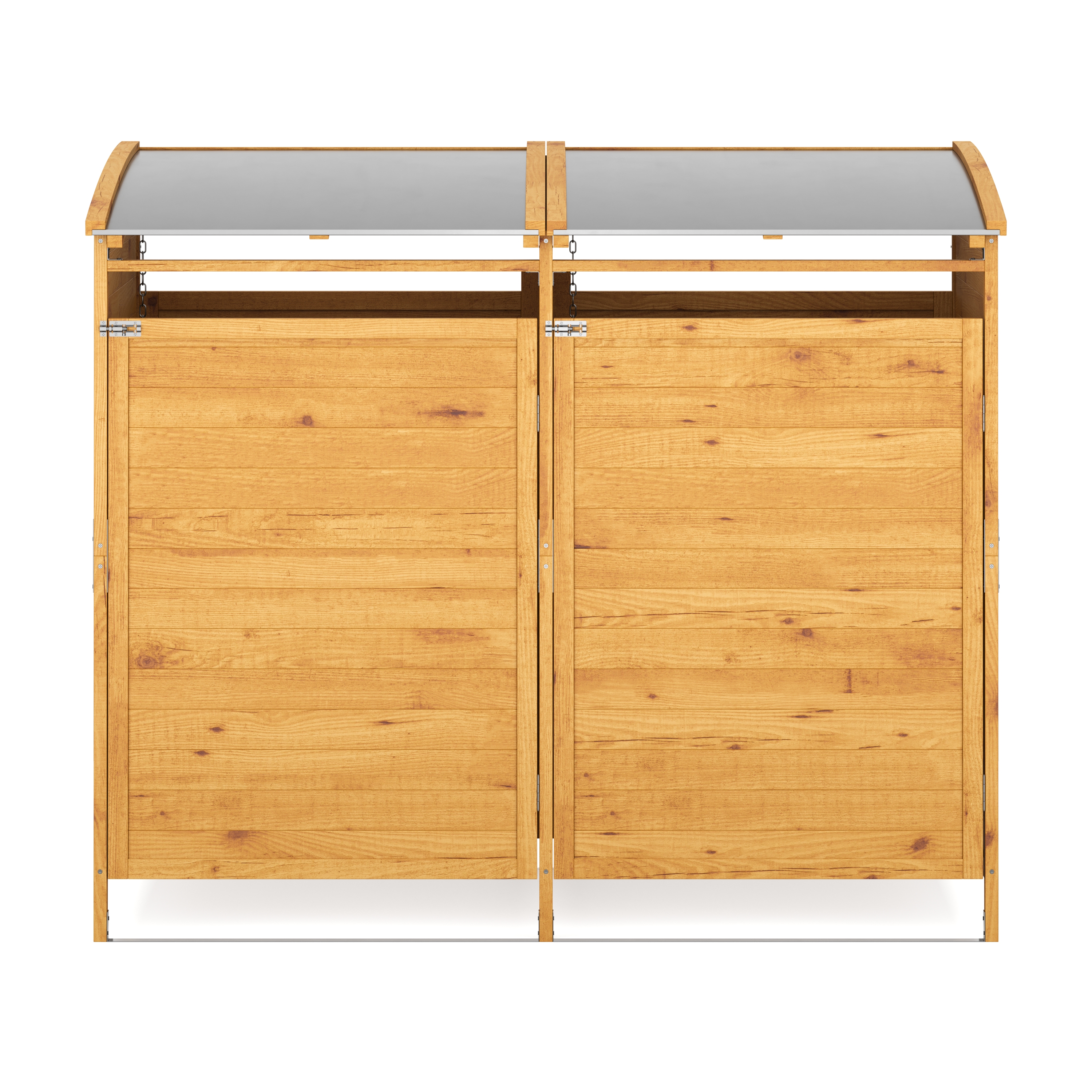 Mülltonnenbox Holz 500L natur/silber