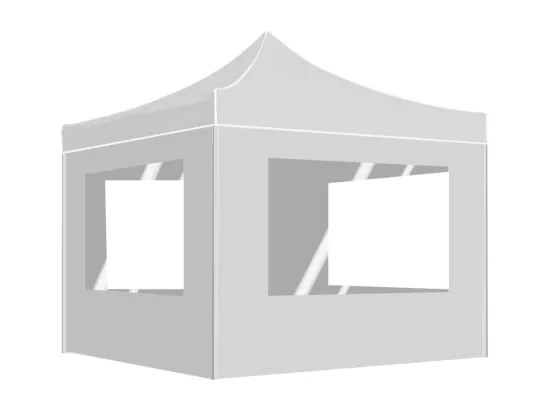 Tente de réception pliable avec parois Aluminium 3x3 m Blanc