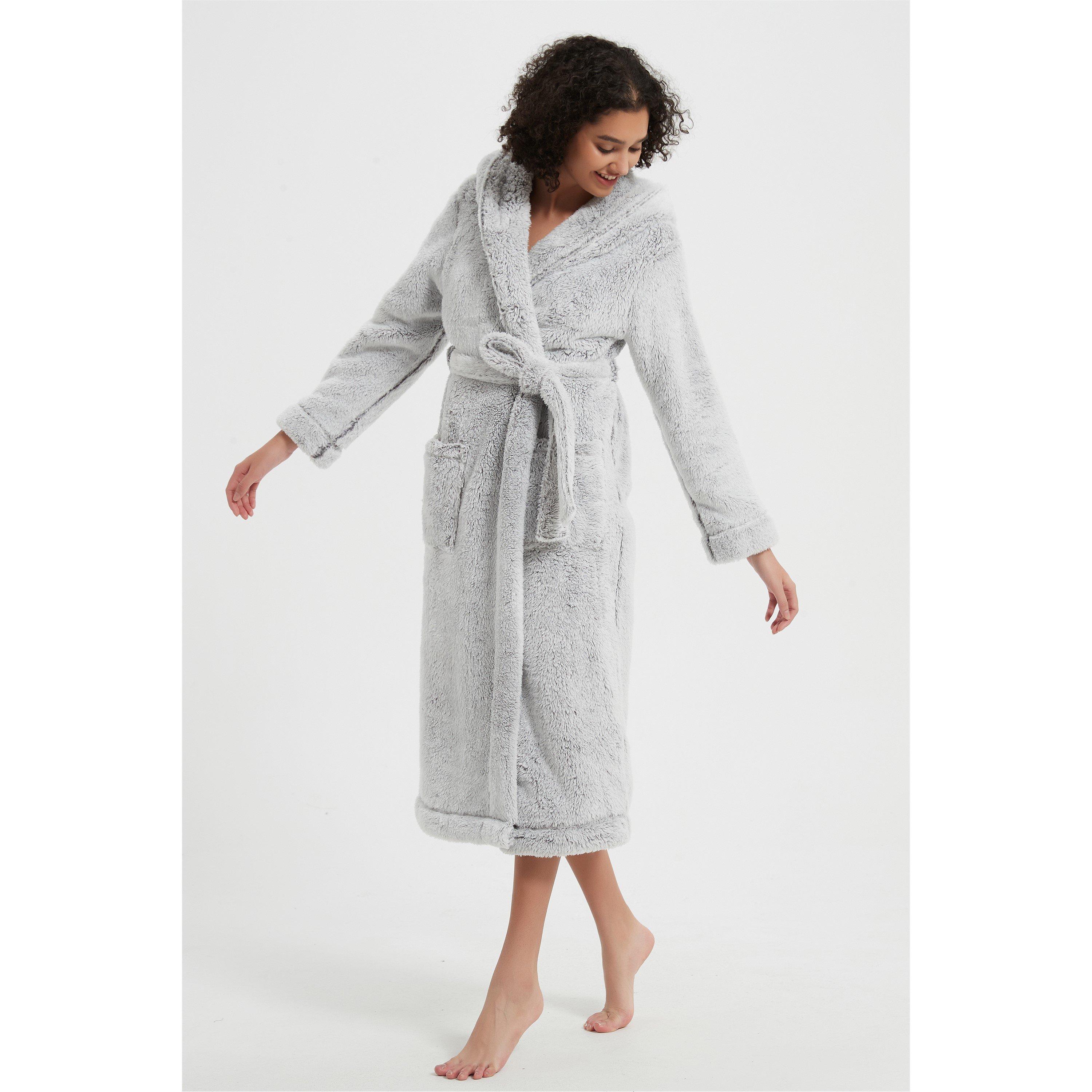 Linea Ladies Luxury Hooded Fleece Dressing Gown