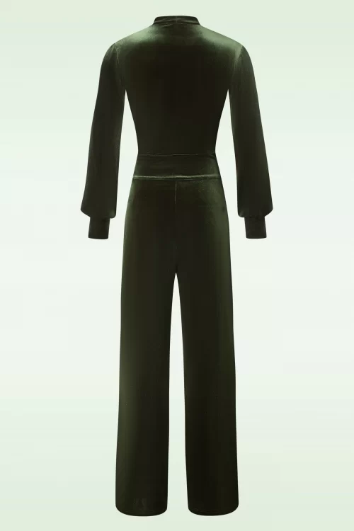 Very Cherry Emmylou Velvet Jumpsuit in Olijf