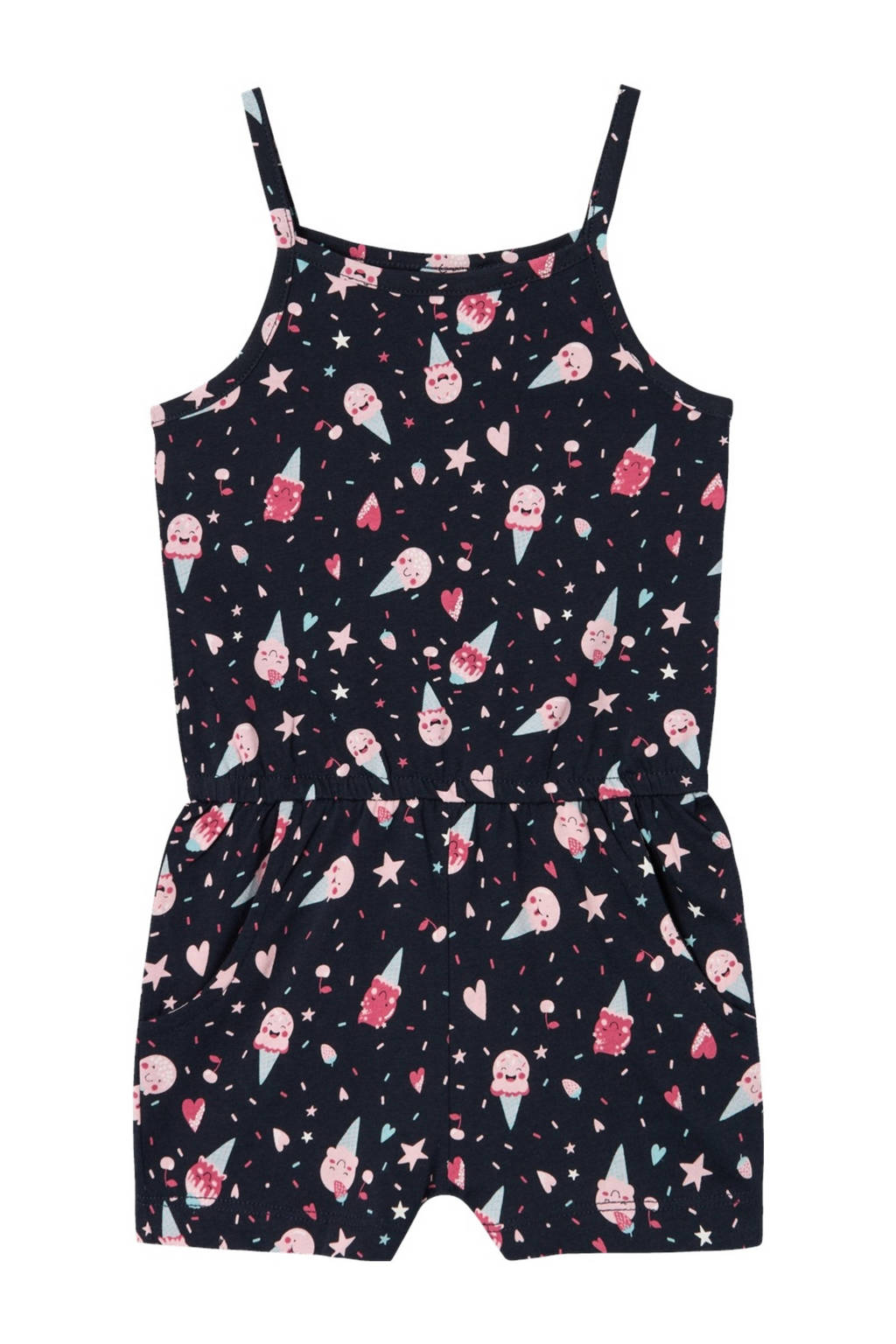NAME IT playsuit NMFVIGGA met all over print donkerblauw/roze