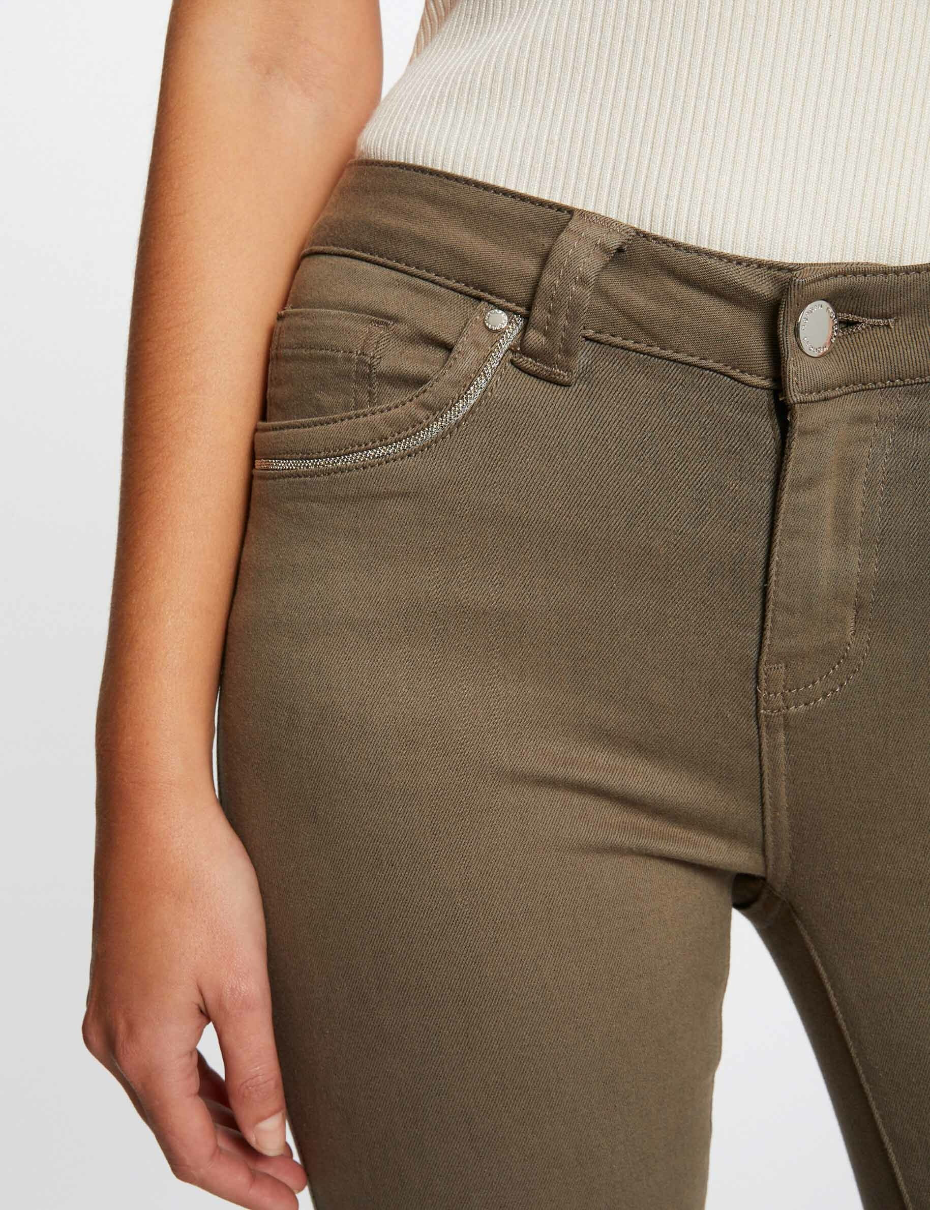 Pantalon slim avec détails bijoux vert kaki femme - vert_kaki