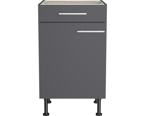 Onderkast met lade en draaideur Optifit Ingvar420 BxDxH 50 x 58,4 x 87 cm Frontkleur antraciet mat Corpuskleur grijs