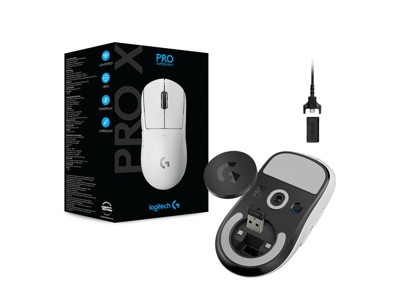 Logitech Gaming-Maus Pro X Superlight Weiss Extrem leichte Gaming-Maus mit leistungsvoller Performance
