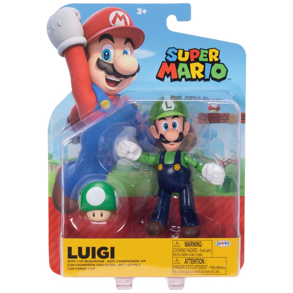 Nintendo Super Mario 10 cm Luigi mit 1-Up-Pilz