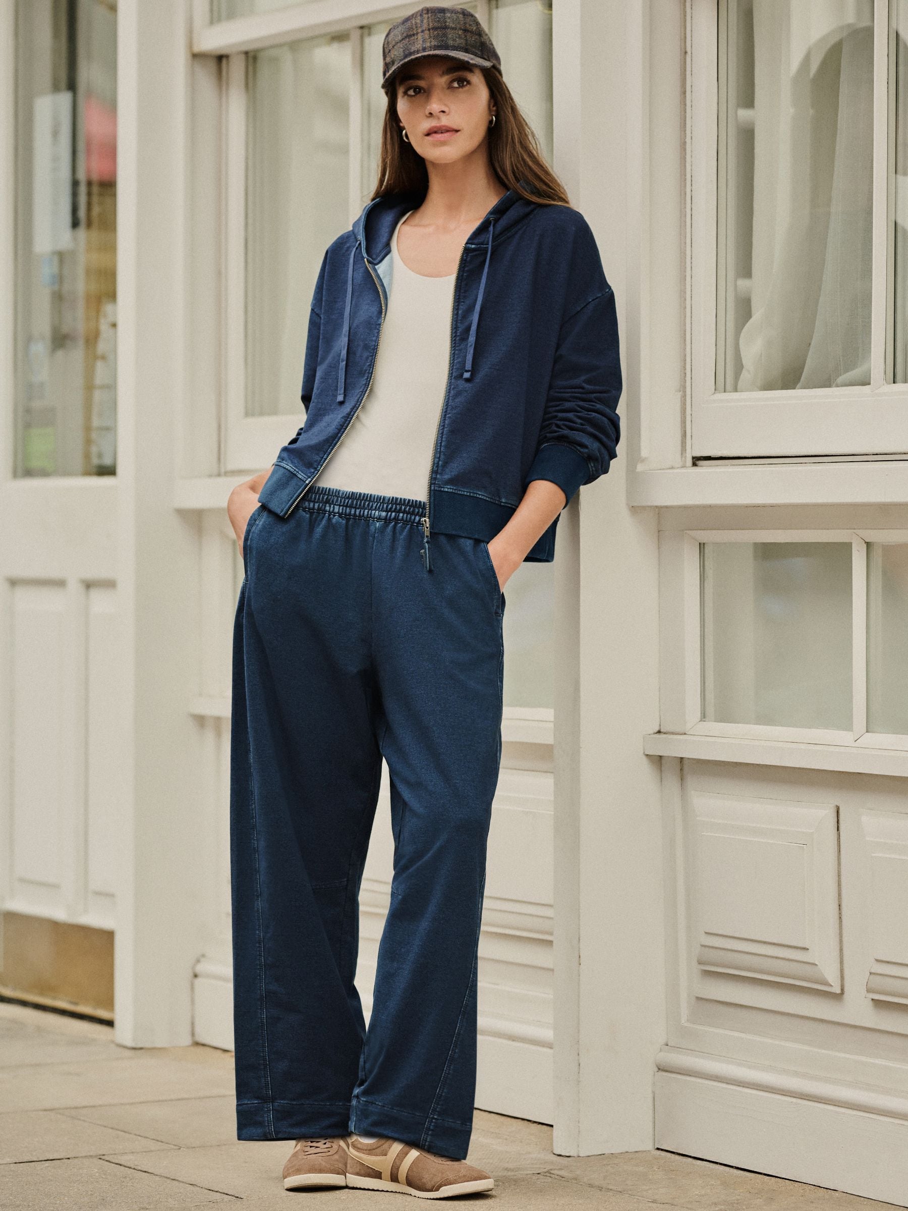 Donkerblauw - Denim Jersey Zip Through Hoodie