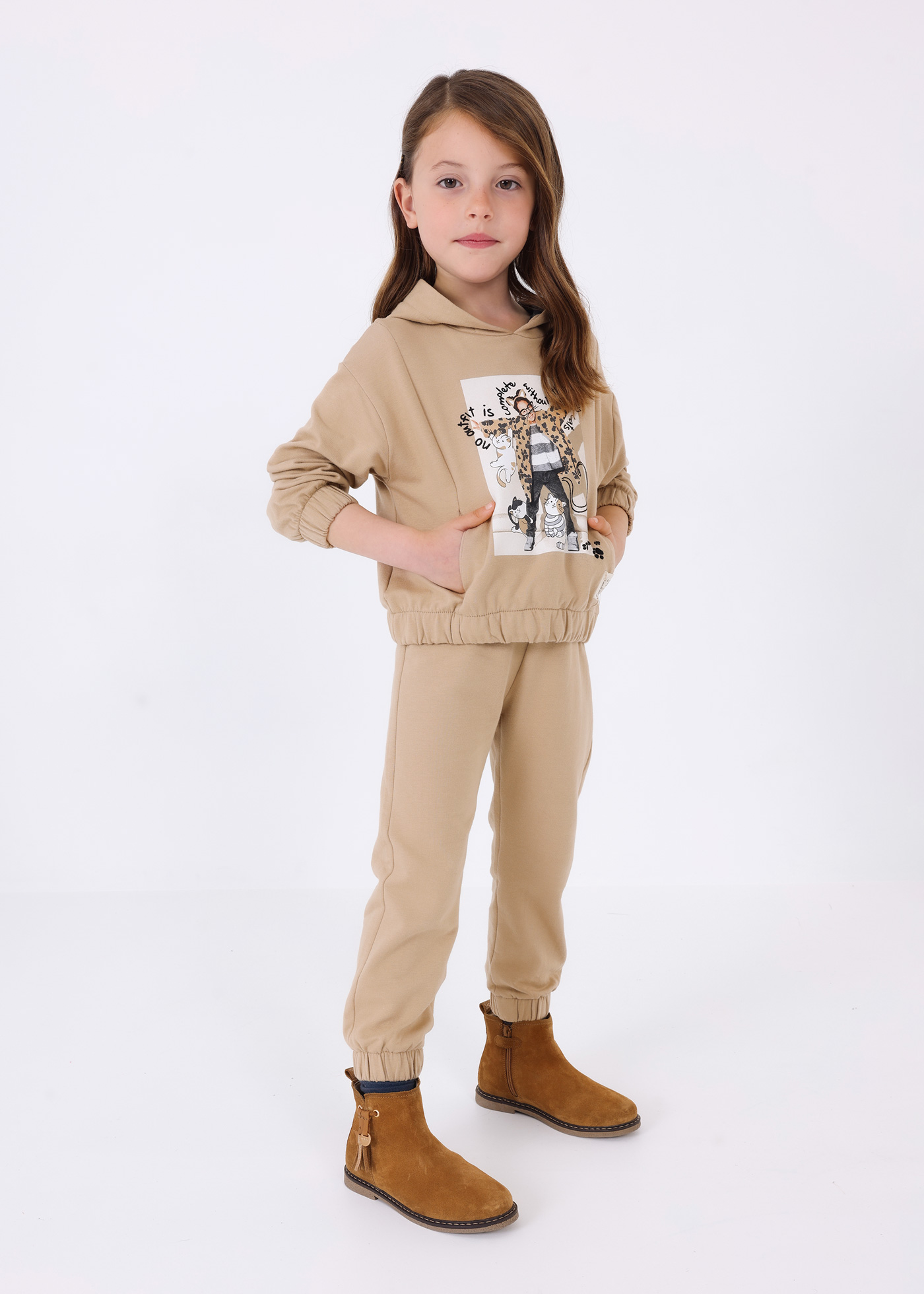 Conjunto de moletom de algodão de duas peças para meninas