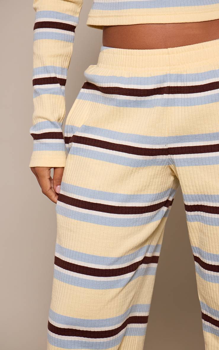 Crème Pantalon Droit Côtelé À Rayures Petite Taille Ensemble Coordonné