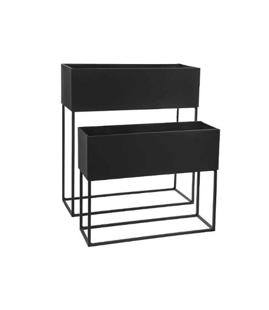 Lot de 2 Jardinières en Métal Pieds 50cm Noir