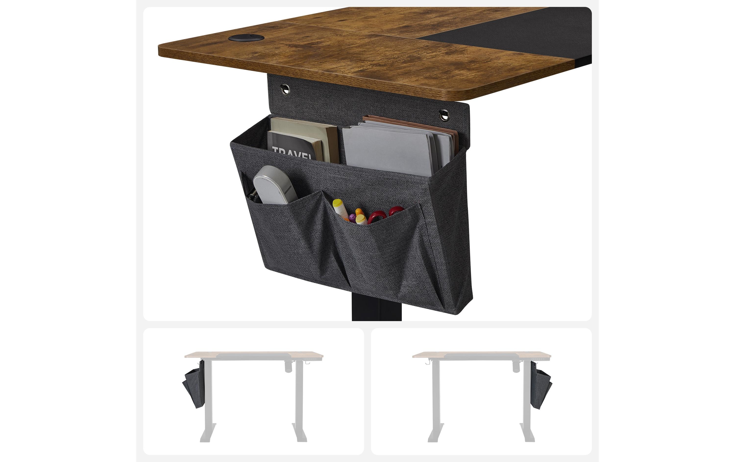 Stehtisch 120 x 60 cm, Vintagebraun-Schwarz<br>Höhenverstellbarer elektrischer Schreibtisch