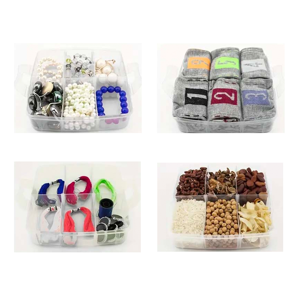 (150x125mm) Aufbewahrungs Box 18-facher Organizer für Schmuck / Mercerie / Büro   Bastelzubehör - Transparent