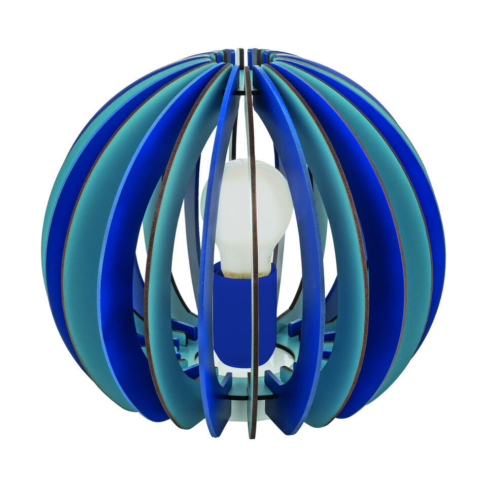 EGLO Fabella Tafellamp - E27 - Hout - Wit/Blauw