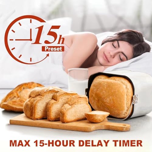WaaYb Machine à Pain, Fabricants de Pains entièrement automatiques, Acier Incomparable 304, 15 menus prédéfinis et minuterie 15H et 1h Keep au Chaud, gâteau de yogourt à Pain de Pain de Pain de Pain : Cuisine et Maison
