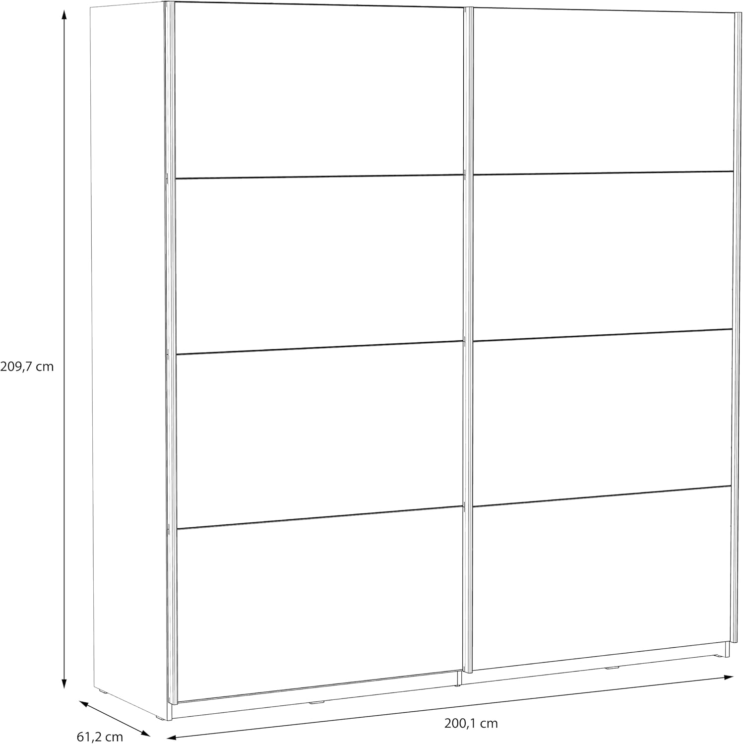 Forte Dreamer Kleiderschrank 200,Schrank mit Schwebetüren, 2-türig, Holzwerkstoff, Schlammeiche/Schwarzeiche Dekor, 200,1 cm breit, 209,7 cm hoch, 51,2 cm tief