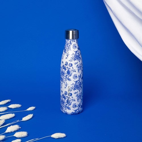 Bouteille iso 500ml - toile de jouy bleu