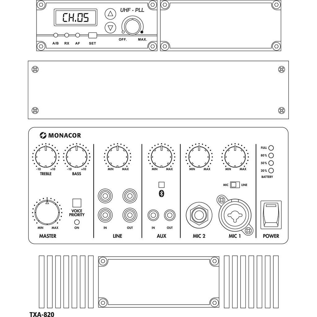 Monacor TXA-820 mobiel luidsprekersysteem 50W