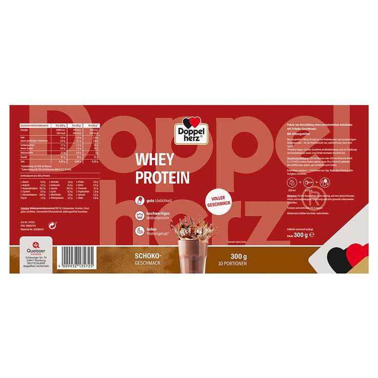 Doppelherz Whey Protein Schoko-Geschmack Pulver, 300 g