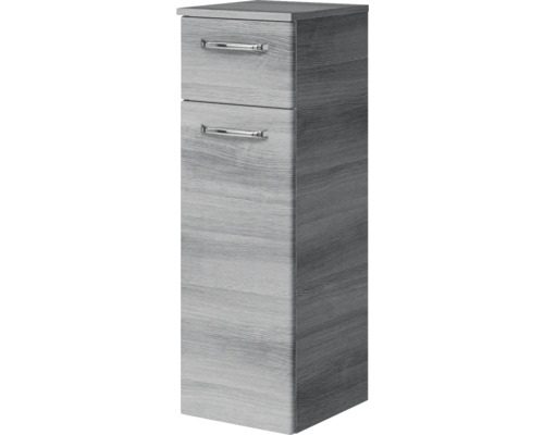 Pelipal Kumba badkamermeubelset (B x H x D): 137 x 200 x 50 cm, grafiet getextureerde fronten, 5-delige set inclusief glazen wastafel, hoge kast, onderkast en bovenkast (99.770326193)