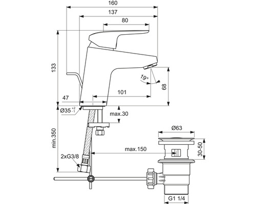 Ideal Standard CERAFLEX chroom wastafelkraan B1707AA