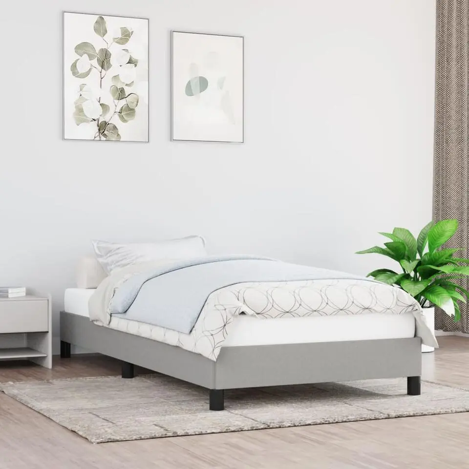 vidaXL - Bed frame met hout lattenbodem - Lichtgrijs - Stof - 90x200 cm