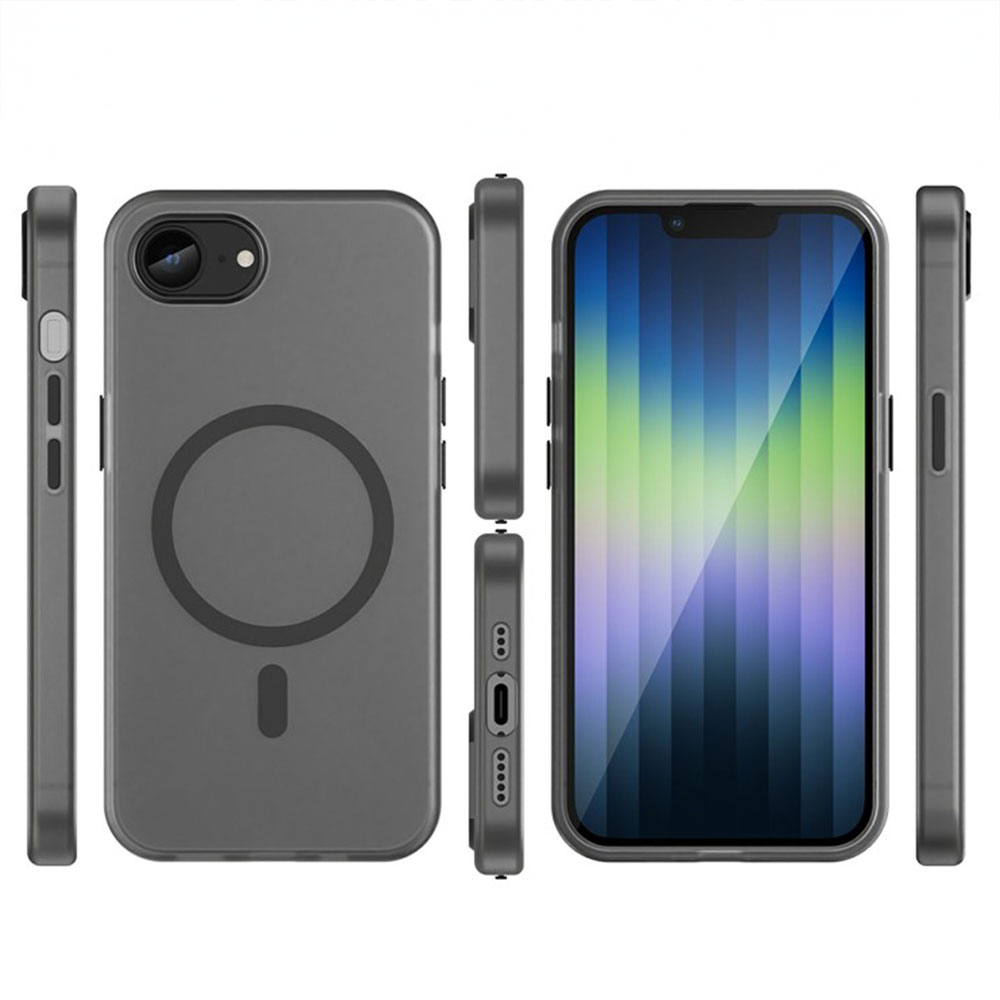 iPhone 16e MagSafe Hybrid Hülle TPU Bumper Slim Design Matt - Schwarz / Transparent