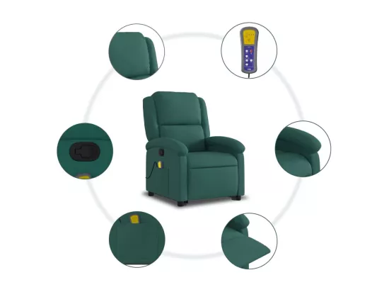 Fauteuil inclinable massant Vert foncé Tissu