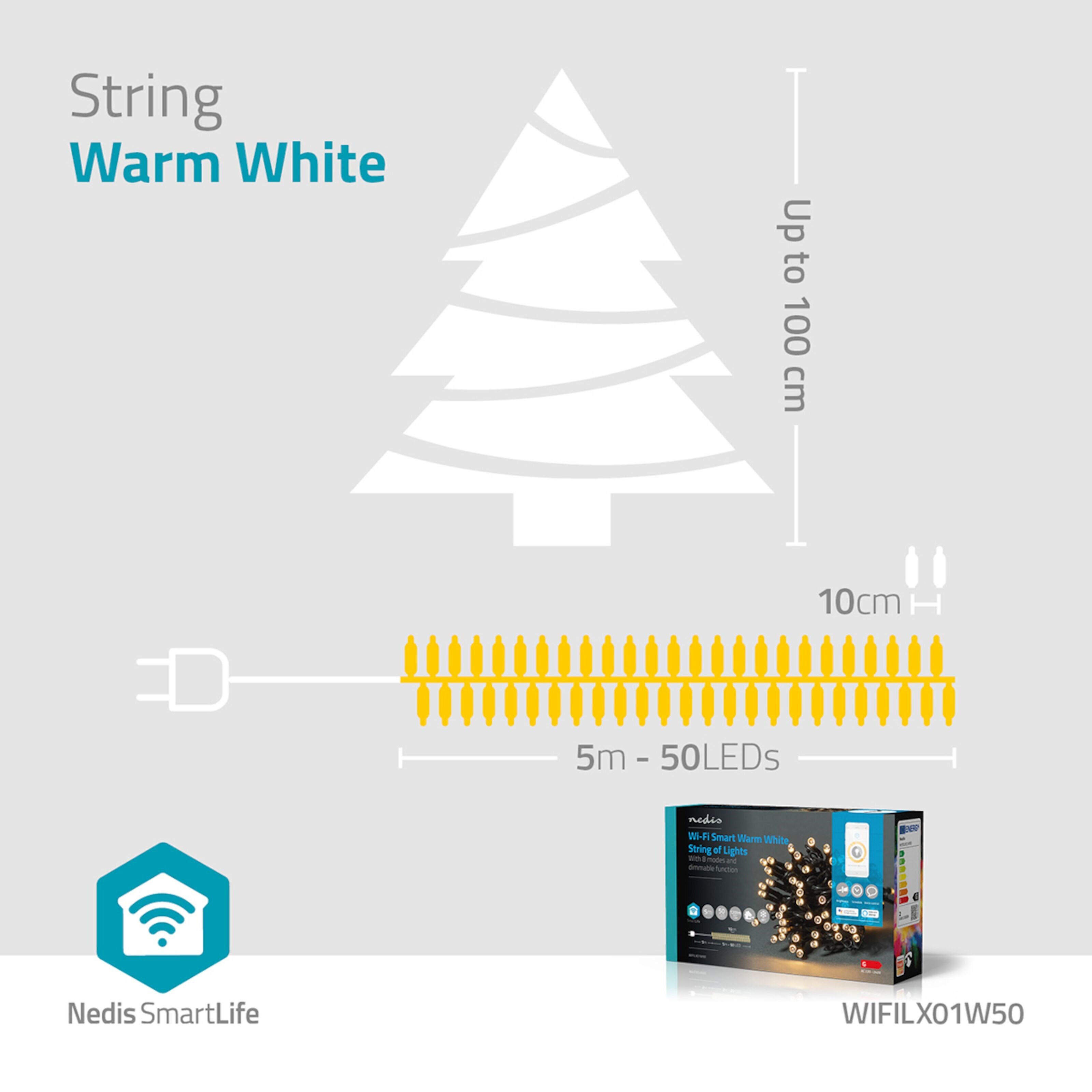 Nedis SmartLife Varmhvit Lyslenke 5 m