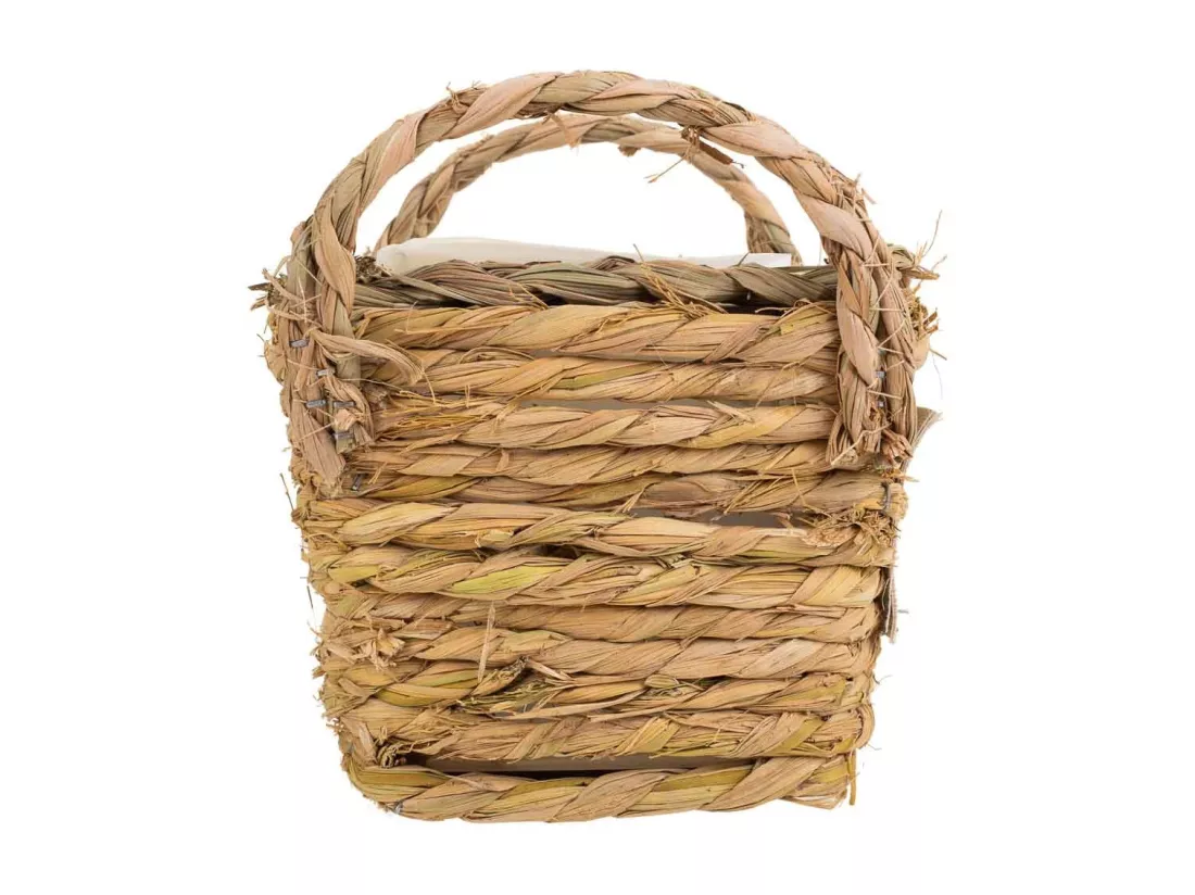 Panier en corde tressée marron 14x14x12h