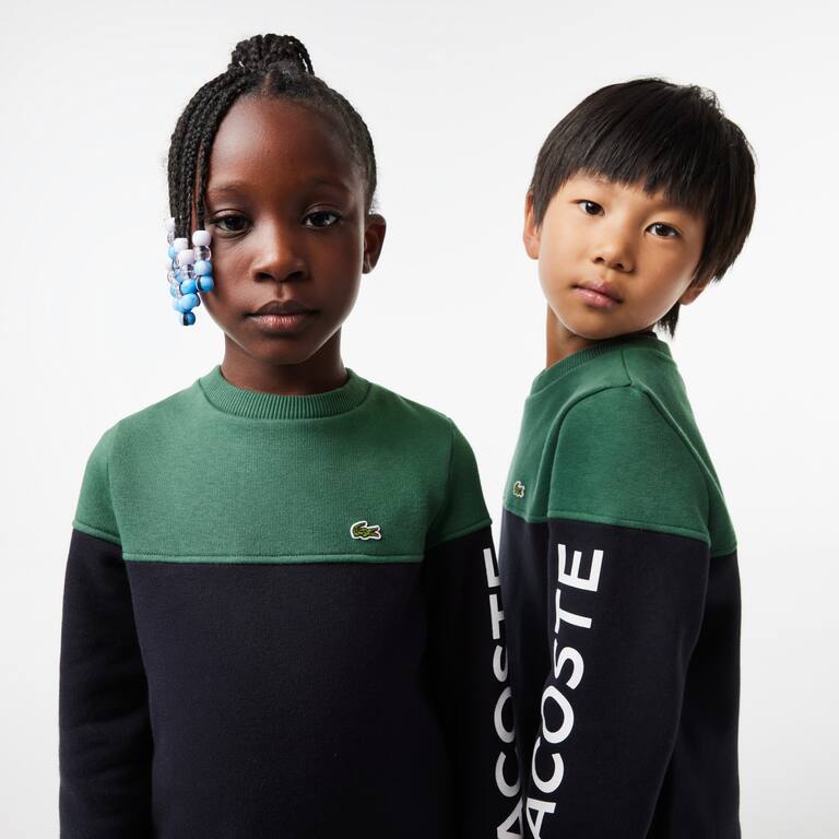 Sweatshirt enfant color-block en molleton de coton biologique Pullovers & Sweatshirts - Vert - Lacoste - Enfant