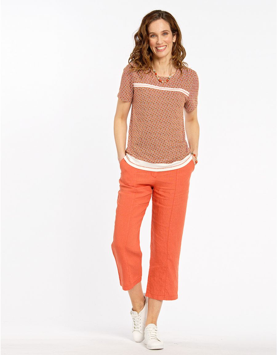 T-shirt orange imprimé