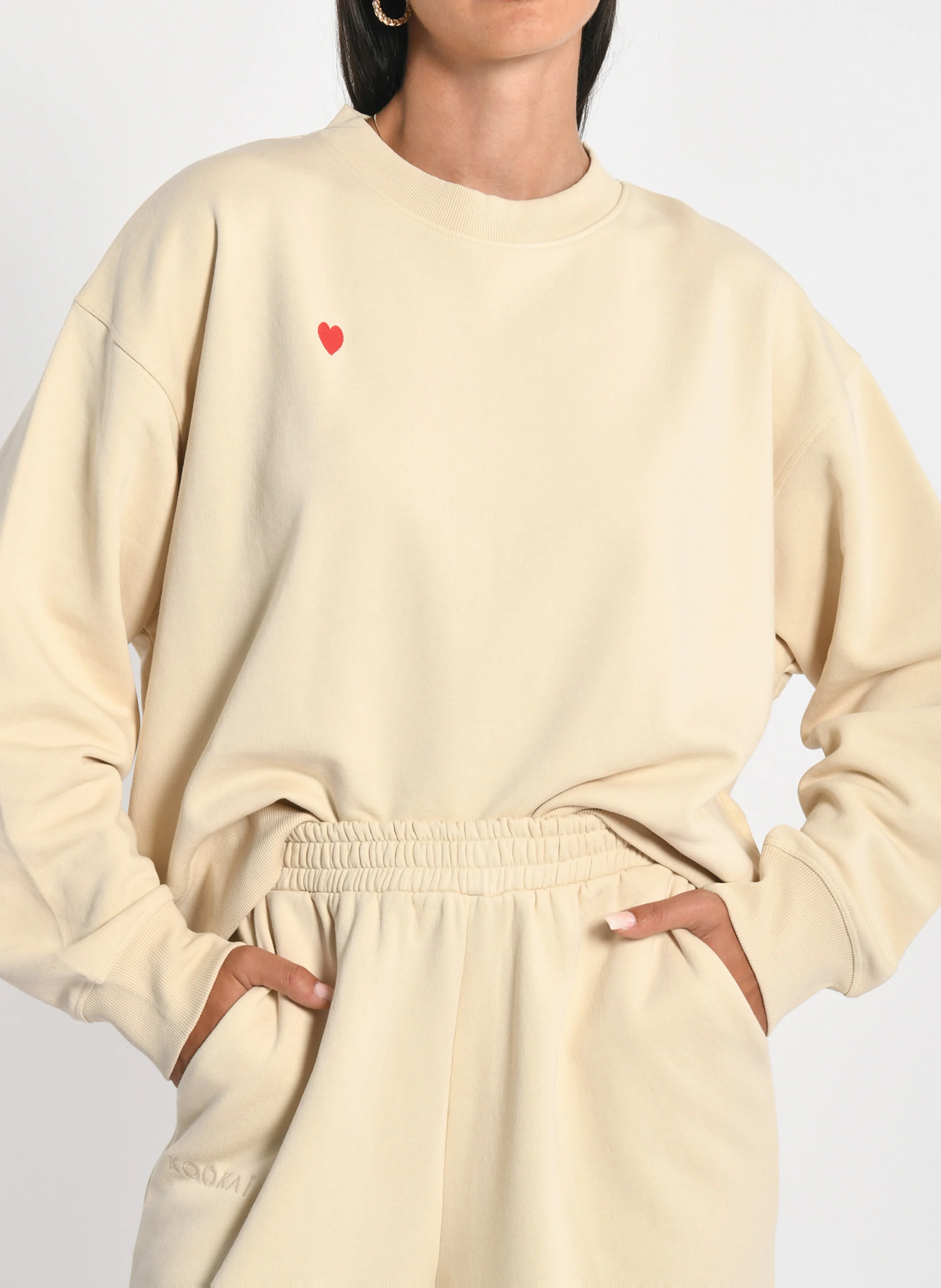 SUZY - Sweat ample en coton mélangé | Beige