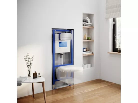 Pack WC suspendu sans bride VILLEROY ET BOCH Avento + Bâti support ViConnect Pro + abattant frein de chute + plaque chromée
