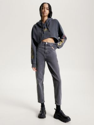 Calça jeans Mom de cintura ultra alta e corte afunilado