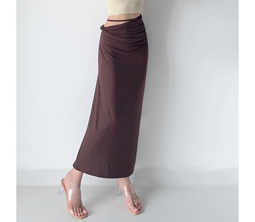 Hollahop - Hoge taille effen asymmetrische maxi H-lijn rok
