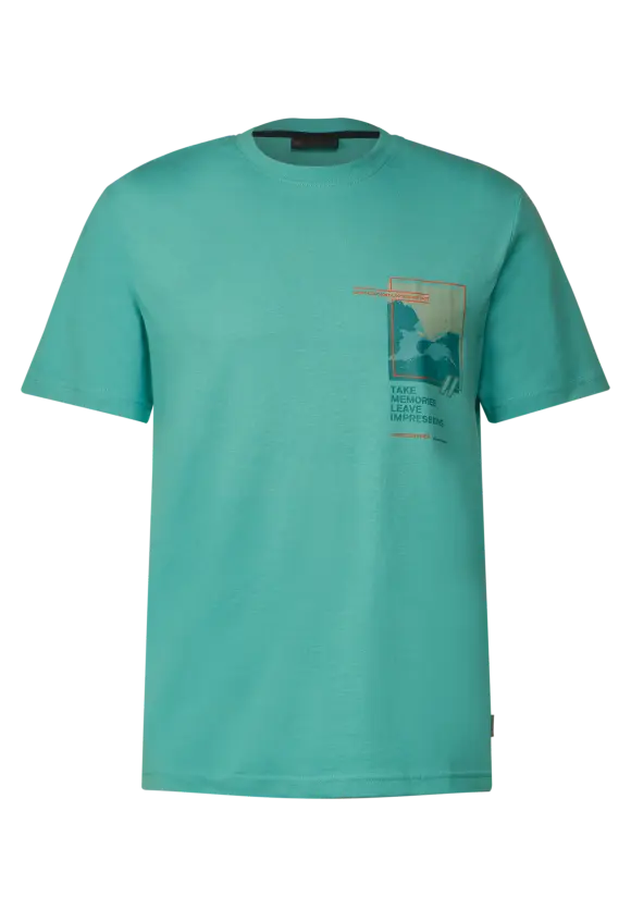 T-Shirt mit Brustprint - light urban green